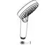 Hansgrohe Handbrause mit rundem Kopf und ergonomischem Griff. Der Duschkopf verfügt über mehrere Sprühfunktionen und ist in Weiß und Chrom gehalten.